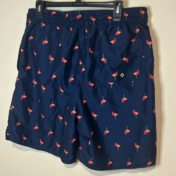 Old Navy Men’s Swim Trunks – Navy with Pink Flamingos, Size Large - Picture 5 of 6
